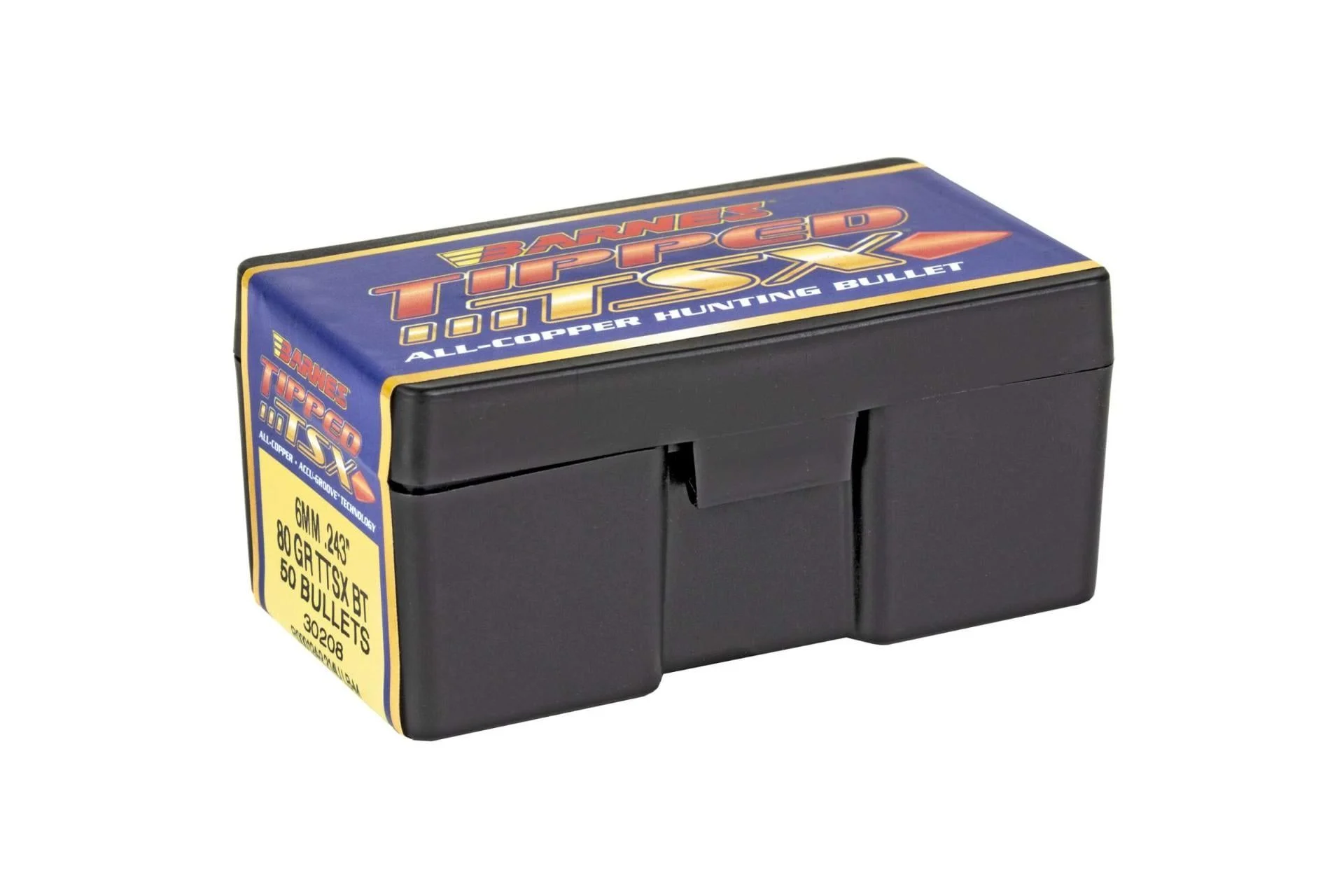 Barnes Bullets 6mm (.243 Diameter) 80 Gr. Tipped TSX Boat Tail- Lead-Free Rifle Ammo - 50 Rounds - 30208