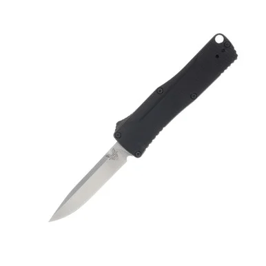 Benchmade 4850 OM OTF Knife, Black Aluminum Handles, S30V Satin Clip Point Blade