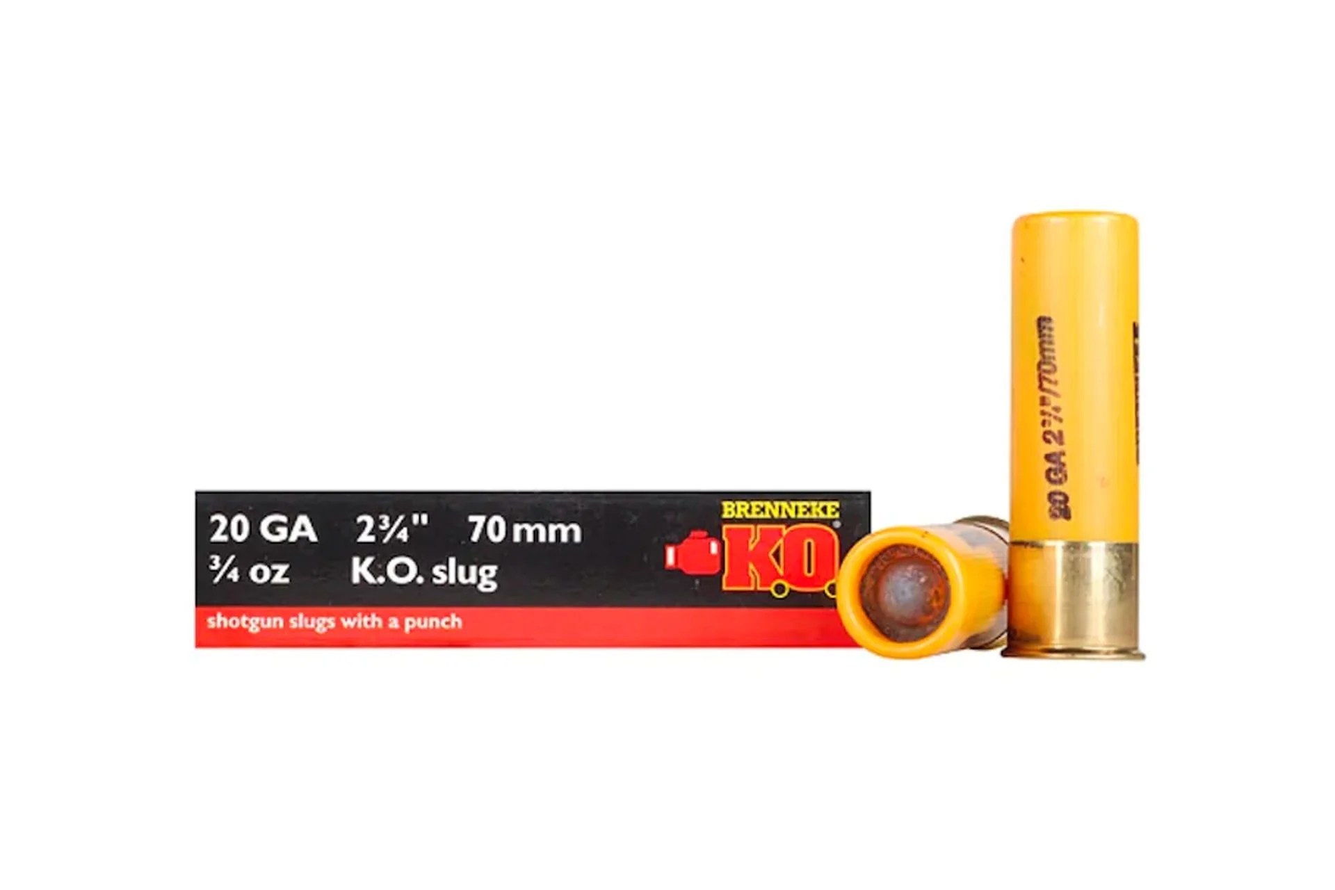 Brenneke USA K.O. Ammunition 20 Gauge 2-3/4" 3/4 oz Rifled Slug Shotgun Ammo - 5 Rounds - A2009827