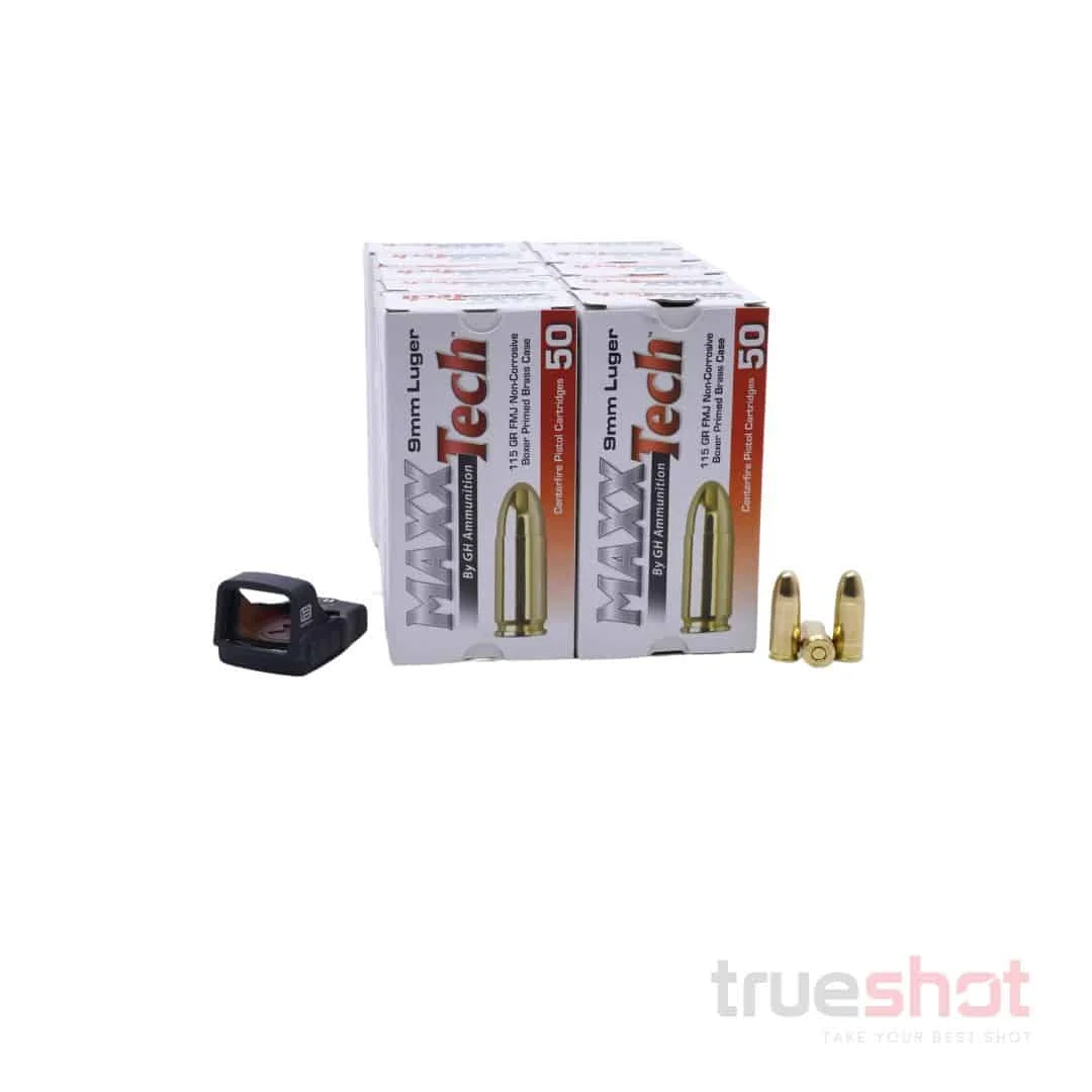 BUNDLE DEAL: Black EOTech ELFX Mini Pistol Red Dot Sight and 500 Rounds of Ammo