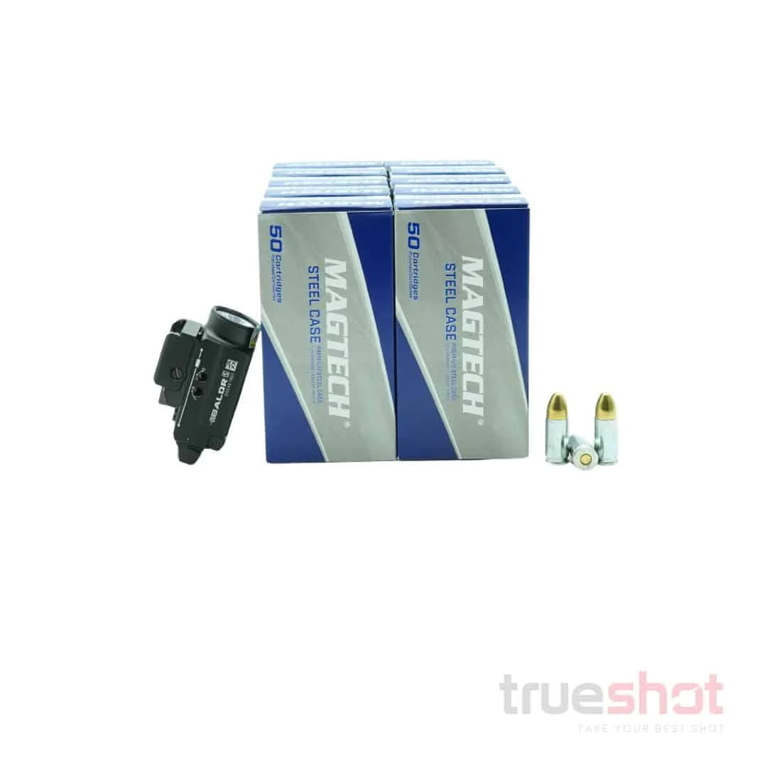 BUNDLE DEAL: Black Olight Baldr S Pistol Light and 500 Rounds of Ammo