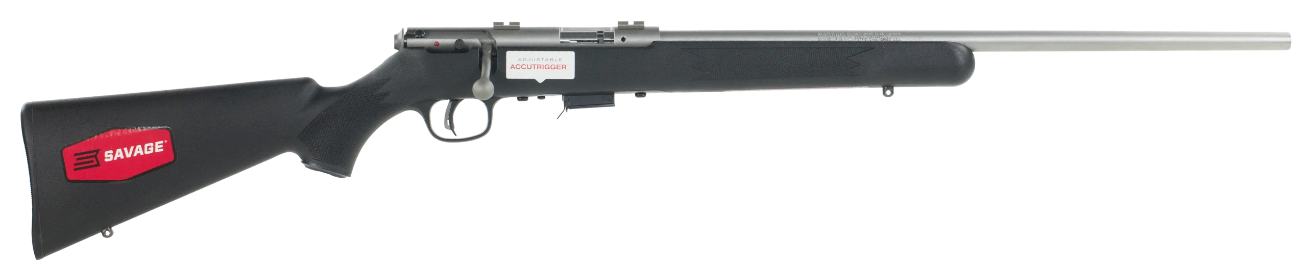Savage 93R17FSS Rimfire Rifle 96712, 17 HMR, 20.75", Bolt Action, Black Syn Stock, Stain Steel Finish, Accutrigger, 5 Rds