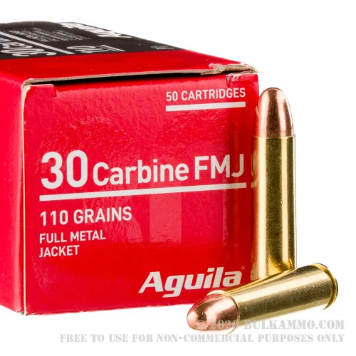50 Rounds of .30 Carbine Ammo by Aguila - 110gr FMJ