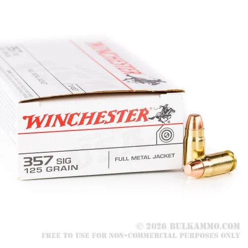 50 Rounds of .357 SIG Ammo by Winchester - 125gr FMJ