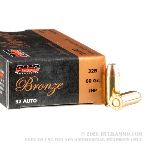 1000 Rounds of .32 ACP Ammo by PMC - 60gr JHP