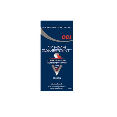 CCI Speer Gamepoint 17 HMR 20 Grain Jacketed Soft Point Ammo, 50 Round Box (52)