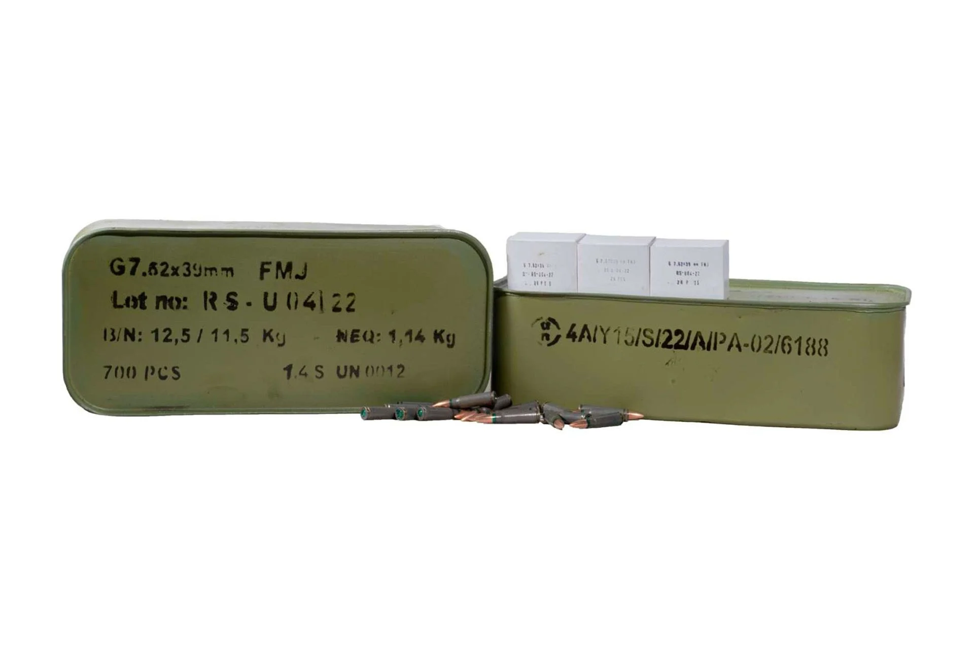 Century Arms 7.62x39 123gr Lead Core FMJ Rifle Ammo - 700 Rounds - CARASAM2002