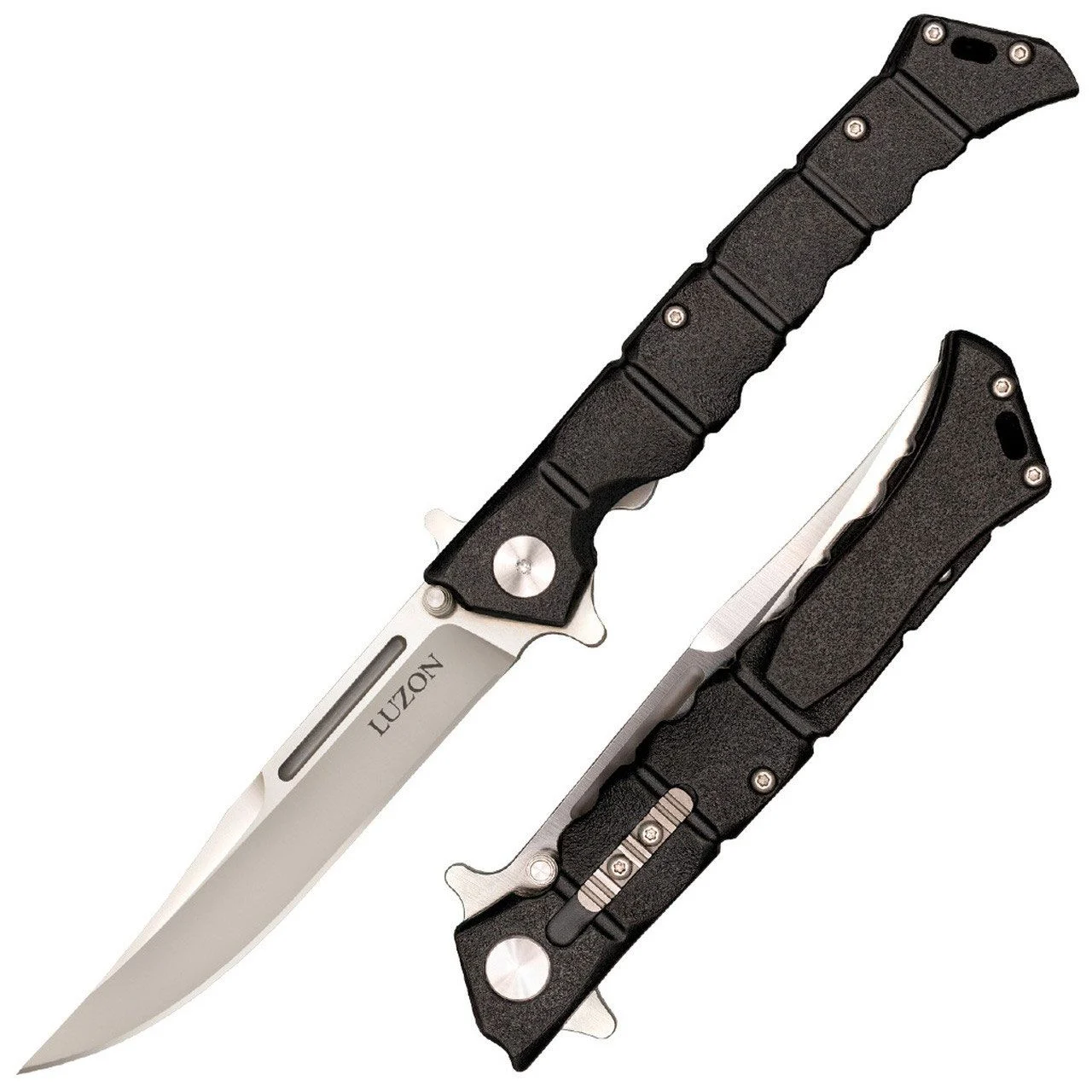 Cold Steel Luzon Flipper Folding Knife Medium, 4" Plain Blade, Black GFN Handle - COLCS20NQL