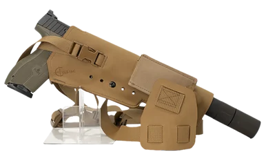 Cole-TAC VWX104 Varmint Wrangler XL, Fits Suppressed Centerfire Pistols, Chest Pistol Holder, Left Hand, Coyote Brown