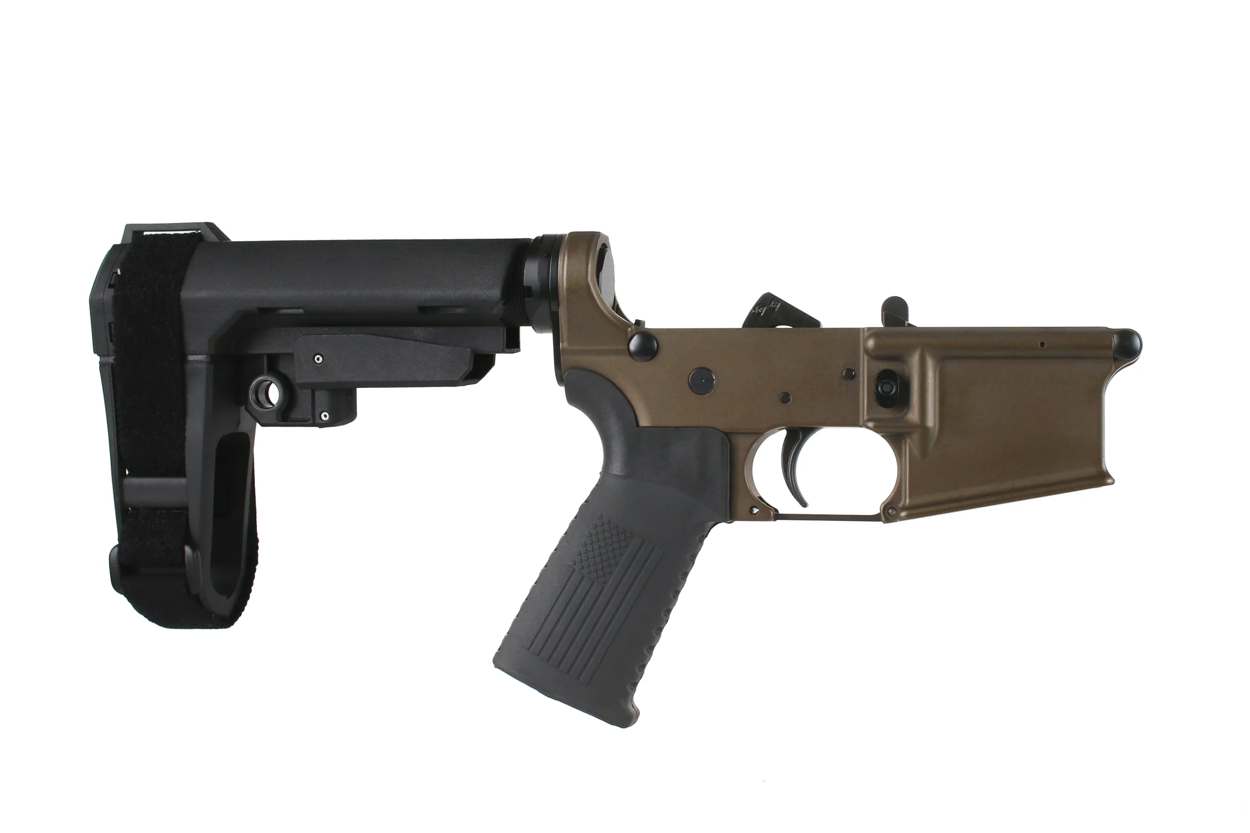 BC-15 | Complete Pistol Lower Assembly With Pistol Brace | Multi-Caliber (Black Anodized)-Midnight Bronze