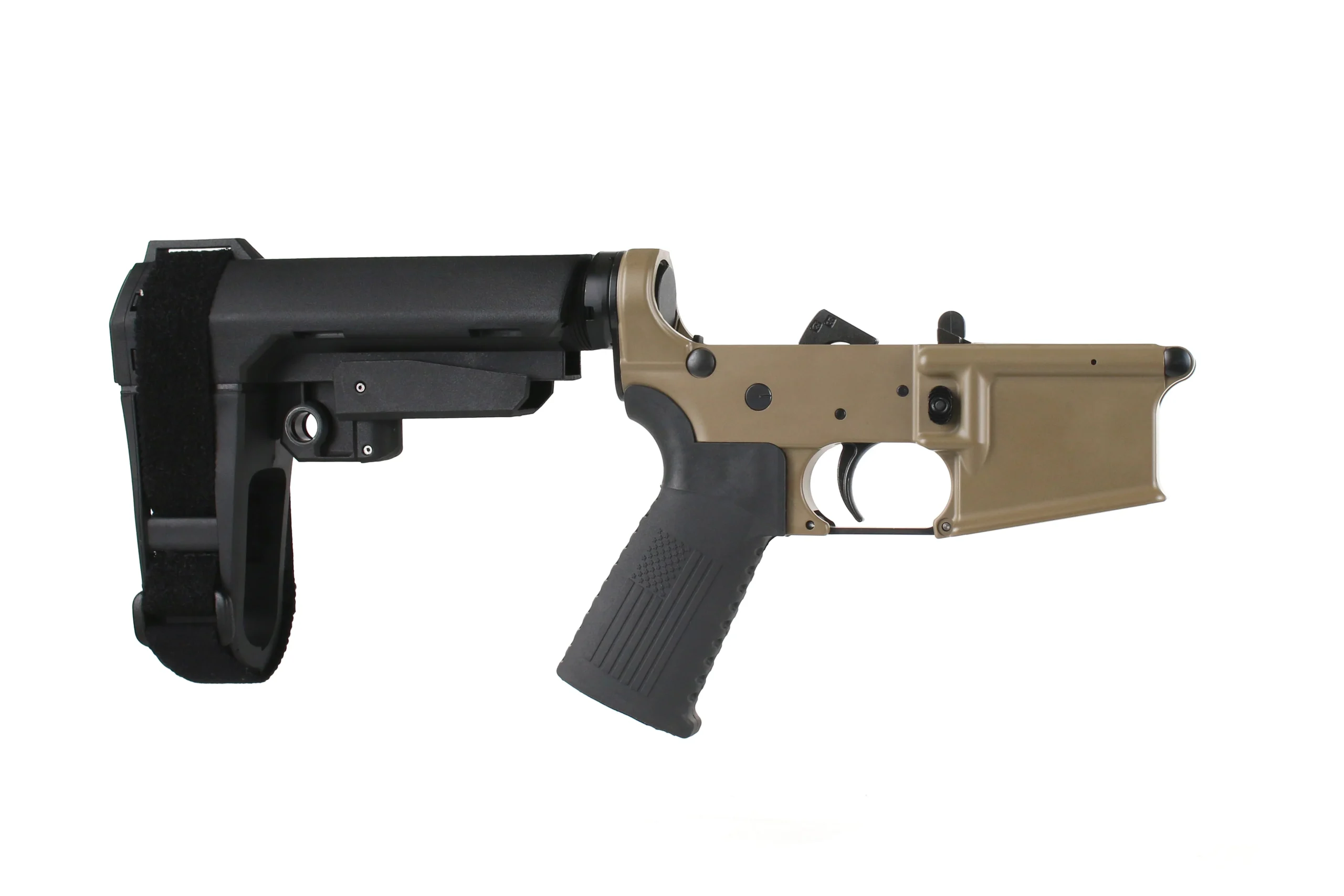 BC-15 | Complete Pistol Lower Assembly With Pistol Brace | Multi-Caliber (Black Anodized)-Flat Dark Earth