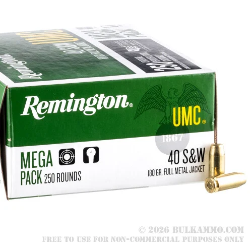 1000Rounds of .40 S&W Ammo by Remington - 180gr MC