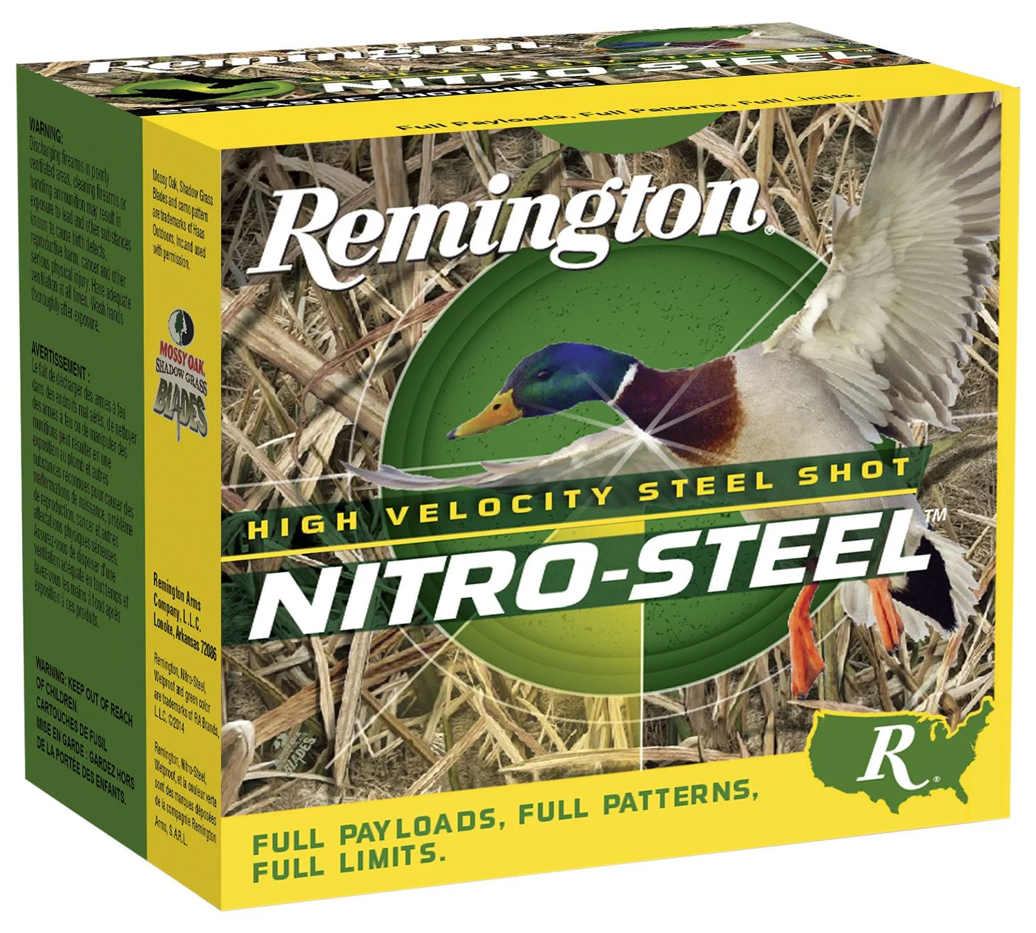 Remington Nitro Steel Shotshells Magnum NS12S2, 12 Gauge, 2-3/4", 1-1/4 oz, 1275 fps, #2 Steel Shotshells Shot, 25 Rds/Bx