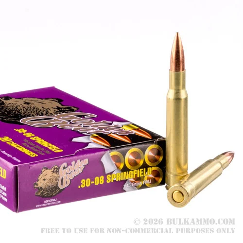 500Rounds of 30-06 Springfield Ammo by Golden Bear - 145gr FMJ