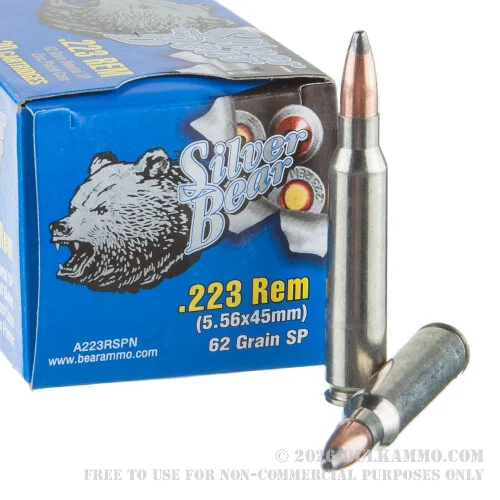 500Rounds of .223 Ammo by Silver Bear - 62gr SP
