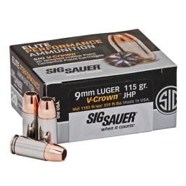 Sig Sauer Elite Performance 9mm 115 Grain V-Crown JHP, 20 Rounds E9MMA1-20