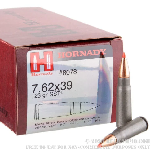 500Rounds of 7.62x39mm Ammo by Hornady - 123gr SST
