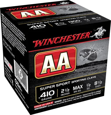 Winchester AA SuperSport Sporting Clays AASC4185, 410 Gauge, 2 1/2", 1/2 oz, 1300 fps, #8.5 Lead Shot, 25 Rds/Bx