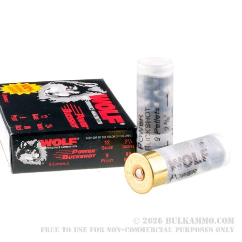 250 Rounds of 12ga Ammo by Wolf -00 Buck