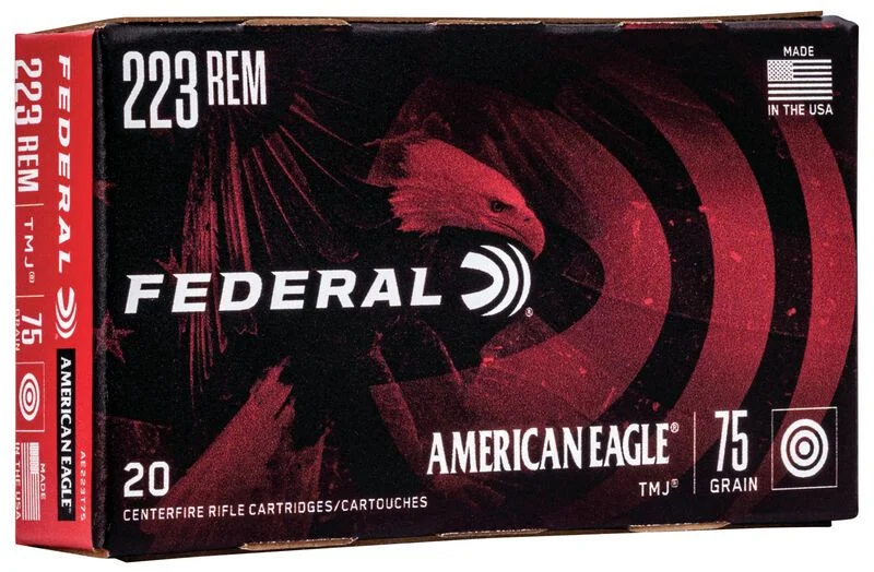 Federal AE223T75 American Eagle 223 Rem 75 gr Total Metal Jacket (TMJ) Rifle Ammo - 20 Rounds - AE223T75
