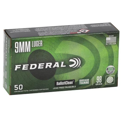 Federal BallistiClean 9mm Luger, 98gr LF Frangible, 50 Rds