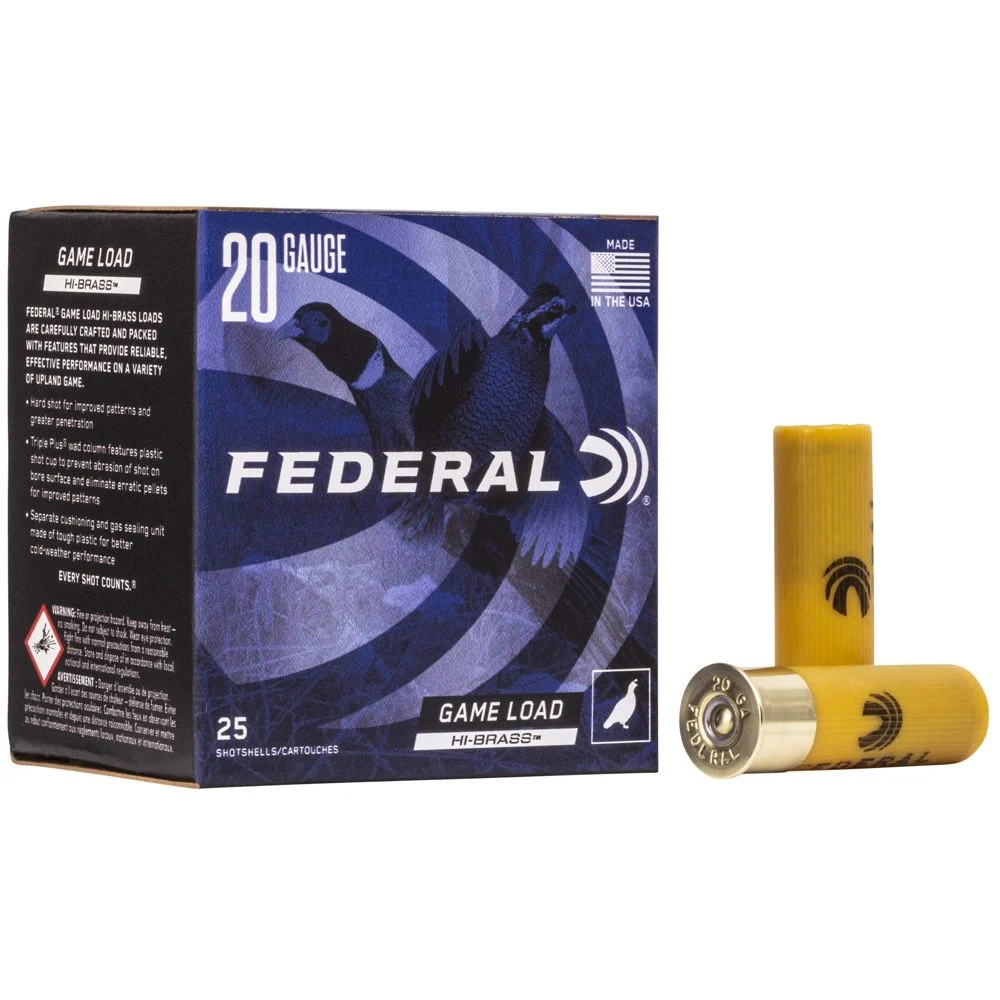 Federal Game Load Hi-Brass 20 Gauge 2.75" #6 2 3/4 Dram 1oz Shot Shotgun Ammo - 25 Rounds - FEH2046