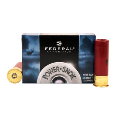FEDERAL Power-Shok 12 Gauge 3in Rifled Slug Ammo, 5 Round Box (F131RS)