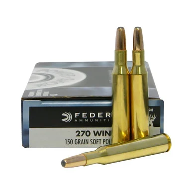 FEDERAL Power-Shok 270 Win. 150 Grain Soft Point Round Nose Ammo, 20 Round Box (270B)