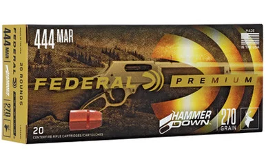 Federal Premium HammerDown, .444 Marlin, 270gr Bonded Hollow Point, Nickel-Plated Brass