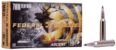 Federal Premium Terminal Ascent, 7mm Rem Mag, 155 Gr, 20 Rds, Nickel-Plated Brass