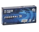 Federal Varmint & Predator 22-250 Remington Ammo 50 Grain Jacketed Hollow Point - AE22250G