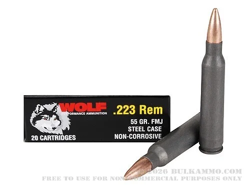 500Rounds of .223 Ammo by Wolf - 55gr FMJ