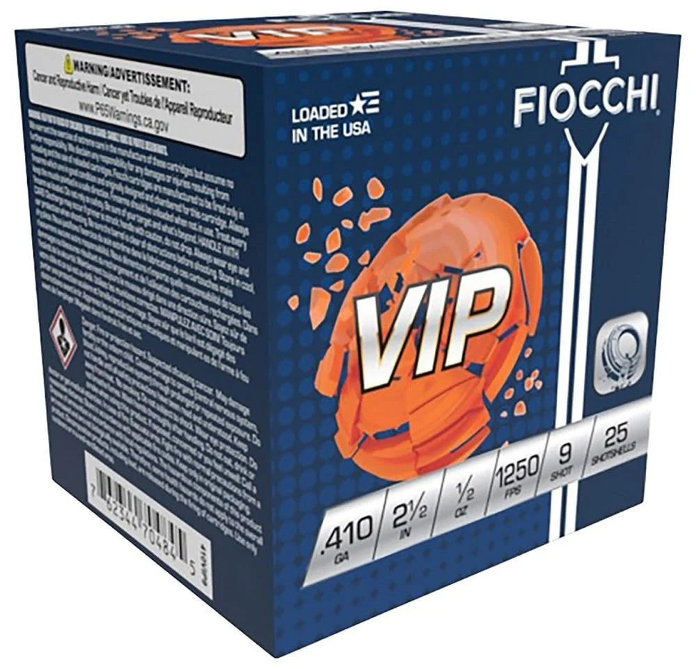 Fiocchi 410VIP9 Exacta Target VIP 410 Gauge 2.50" 1/2 oz 1250 fps 9 Shot Shotgun Ammo - 25 Rounds - 116641