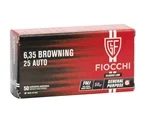 Fiocchi 6,35 Browning 25 ACP AUTO Ammo 50 Grain Full Metal Jacket - 25AP