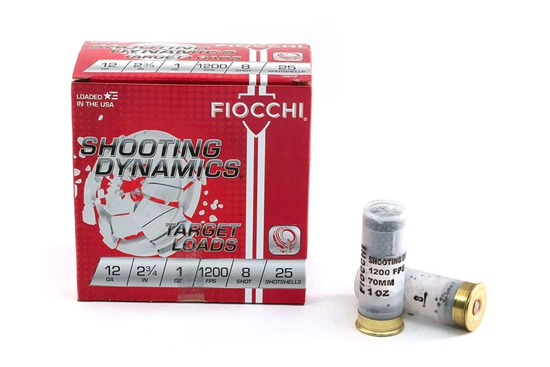 Fiocchi 12ga 2.75" 1oz #8 Target Shotshell Ammunition 25rds Shotgun Ammo - 25 Rounds - 12SD1H8