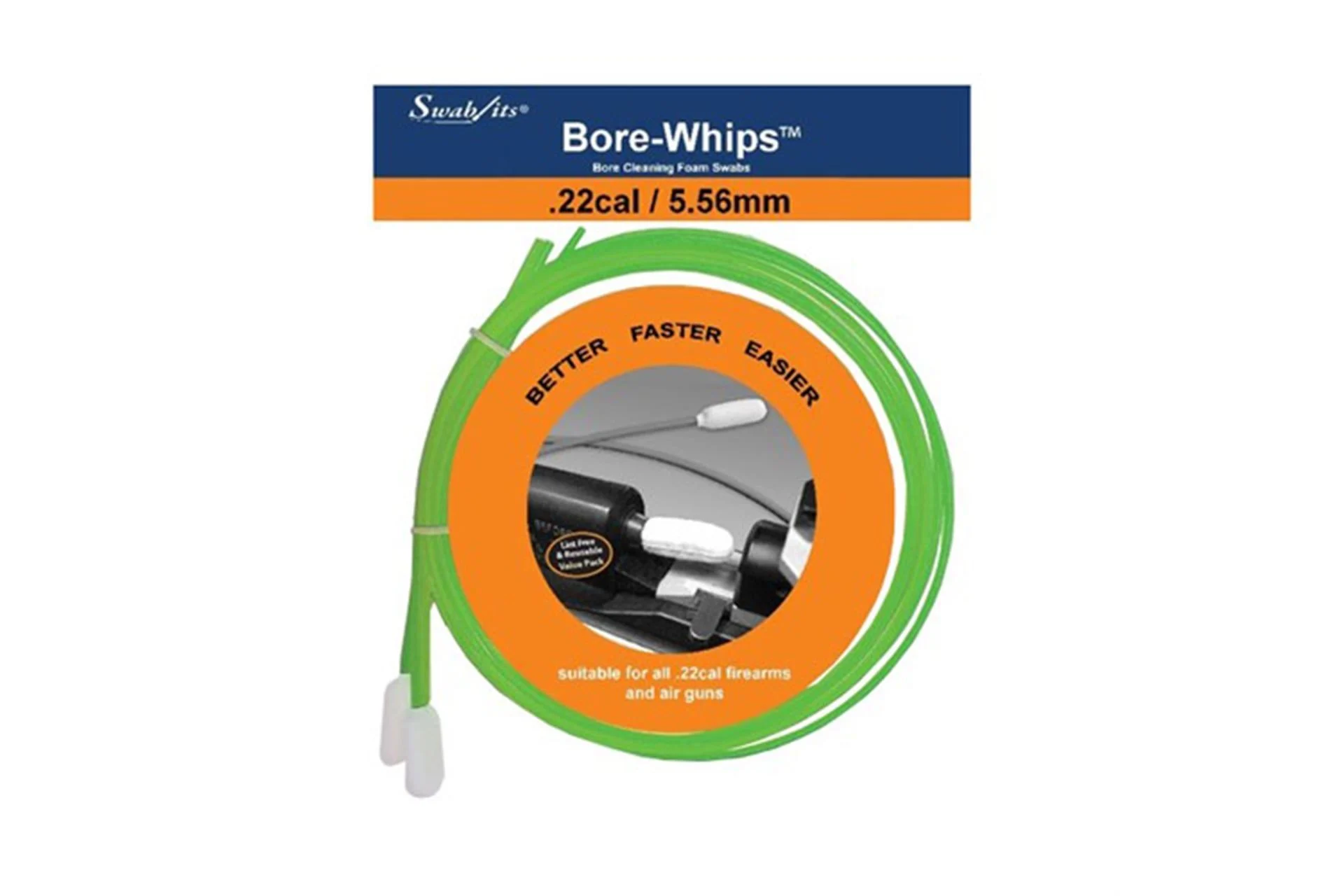 Gun Cleaning Bore-whips: 3-Piece Package .22CAL. - SWB420022