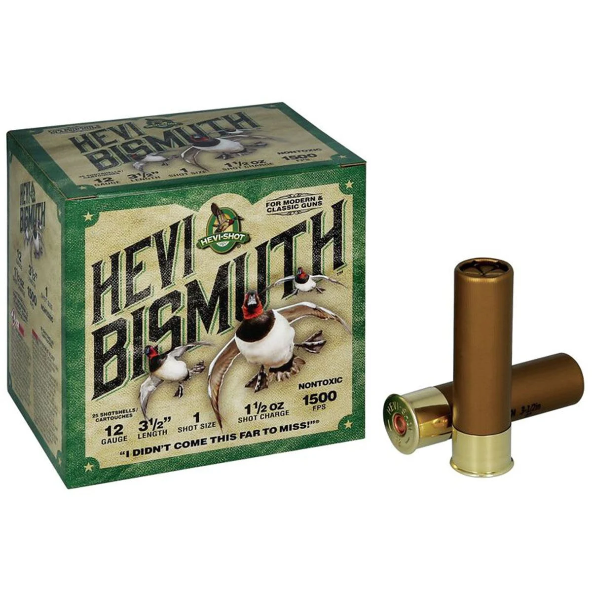 Hevishot Hevi-Bismuth Waterfowl 12 Ga 3.50" 1 1/2oz 1 Shot Shotgun Ammo - 25 Rounds - HS14501