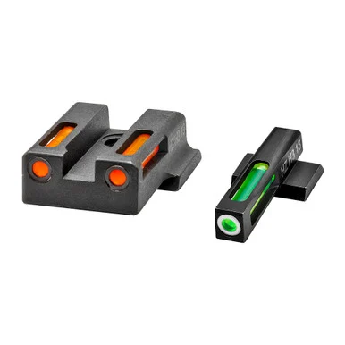 Hi-Viz LightWave H3, Fits Smith & Wesson M&P 9 SHIELD EZ, Tritium/Fiber Optic Night Sights, Green Front with White Ring and Orange Rear