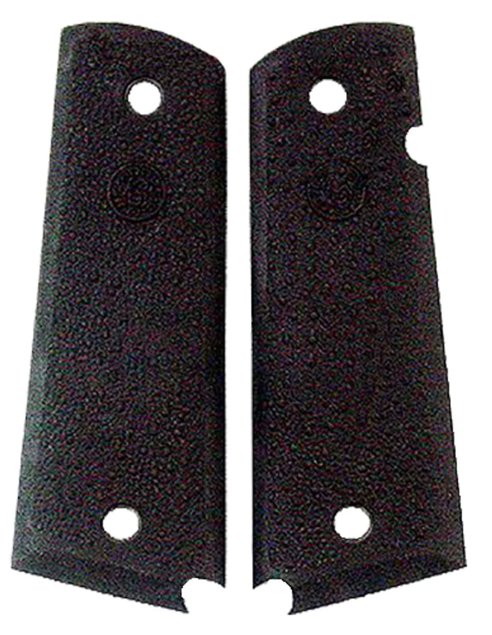 Hogue 45090 OverMolded Grip Panels Cobblestone Black Rubber with Palm Swells for 1911 Government - 86428