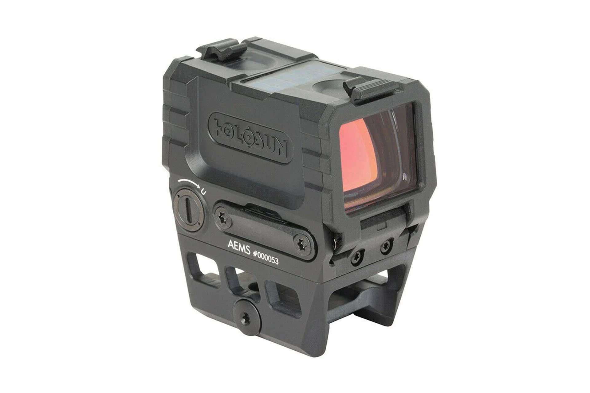 Holosun AEMS Pro Black Anodized 1x 2/65 MOA Illuminated Red Circle w/Center Dot Reticle Features Lower 1/3 Co-Witness Mount - AEMS-PRO-X2-RD
