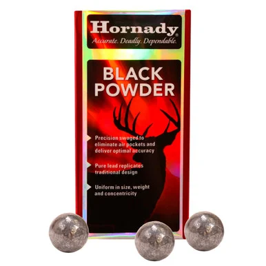 HORNADY 54 Cal 530 Dia Lead Round Ball Black Powder Bullets (6100)