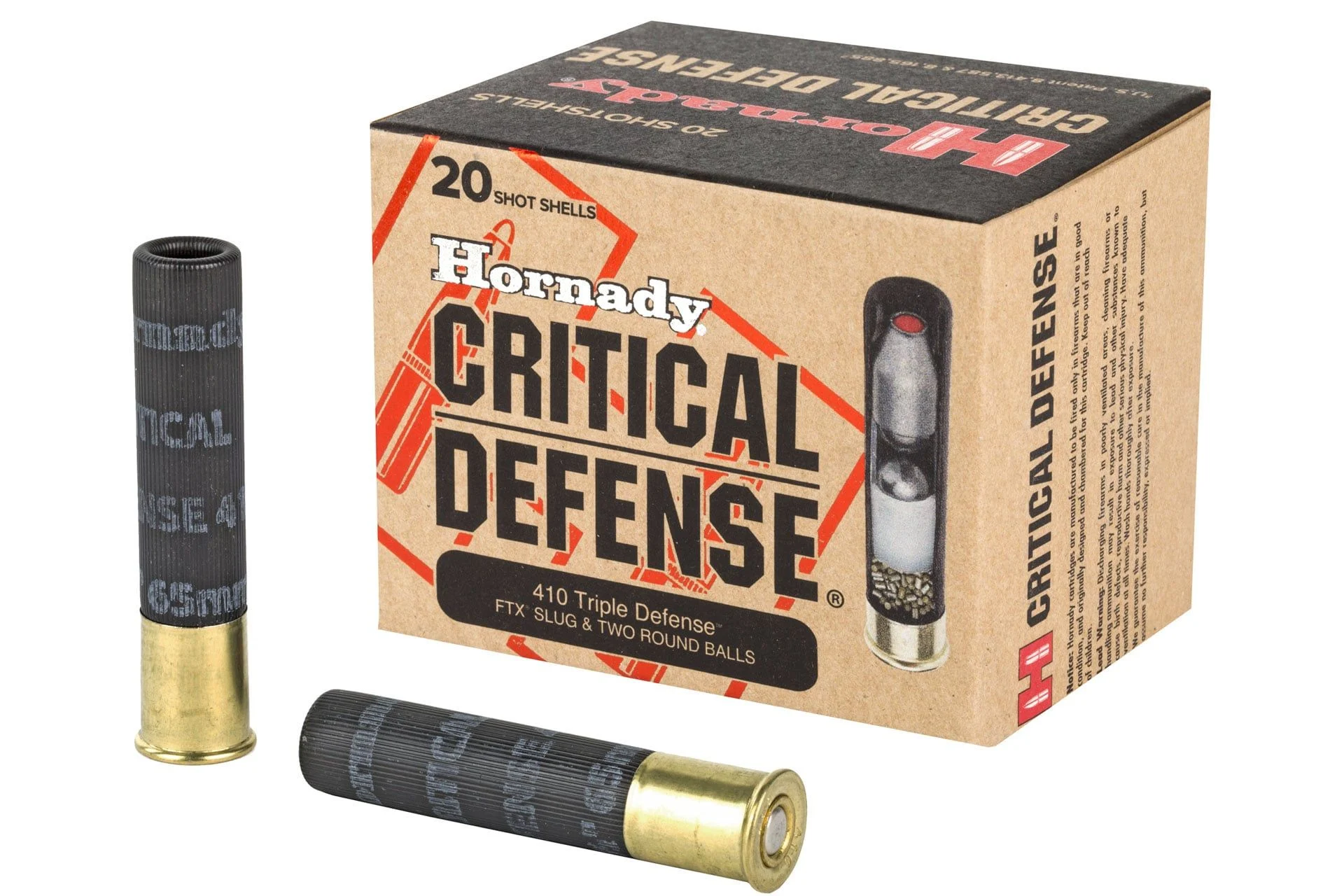 Hornady Critical Defense 410 Gauge 2.5 Defender Shotgun Ammo - 20 Rounds - H86238
