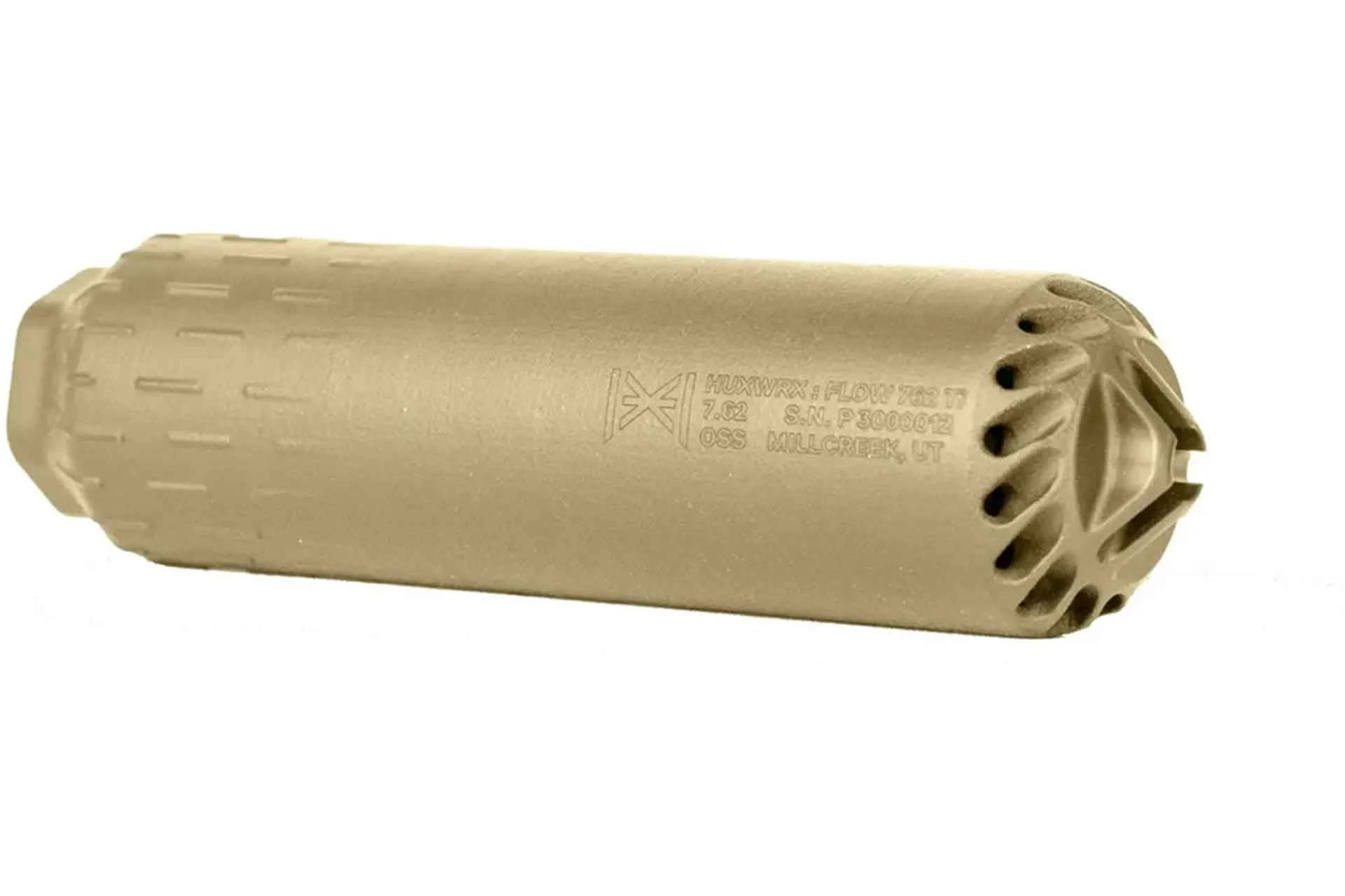 HUXWRX FLOW 7.62 TI Suppressor w/ Muzzle Brake - FDE - 2747