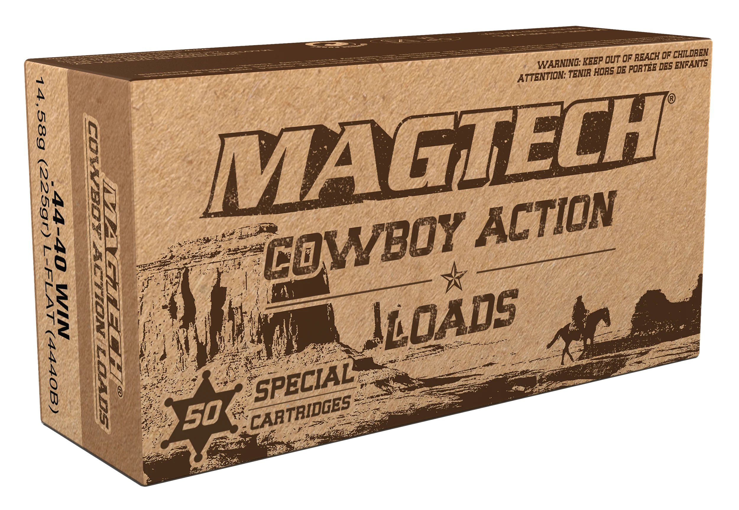 Magtech Sport Cowboy Action Cartridges 4440B, 44-40 Winchester, Lead Flat Nose (FN), 225 GR, 725 fps, 50 Rd/bx