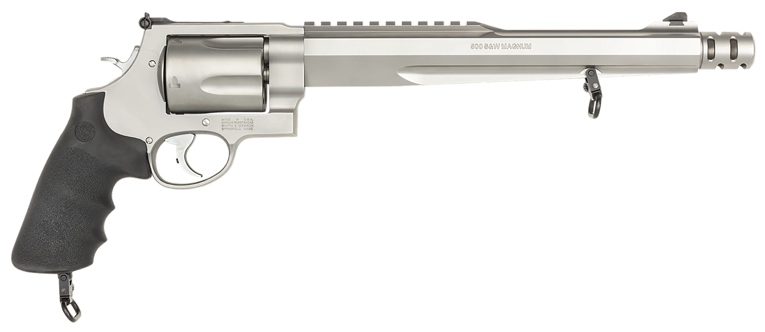 Smith & Wesson 500 Revolver 170231, 500 Smith & Wesson, 10 1/2", Rubber Grip, Satin Stainless Finish, 5 Rd