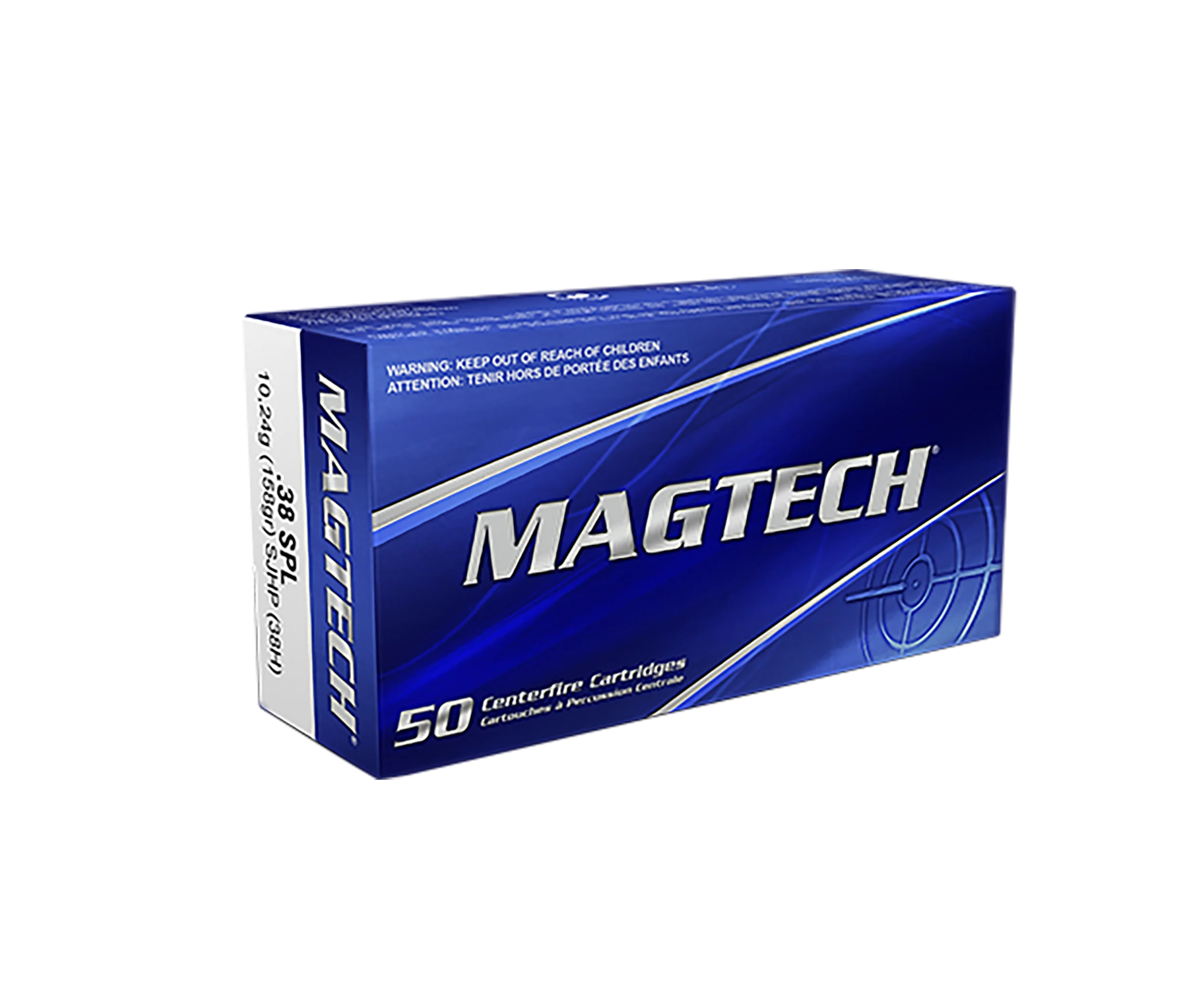 Magtech Sport HuntingHandgun Ammunition 38H, 38 Special +P, Semi-Jacketed Hollow Point (HP), 158 GR, 890 fps, 50 Rd/bx