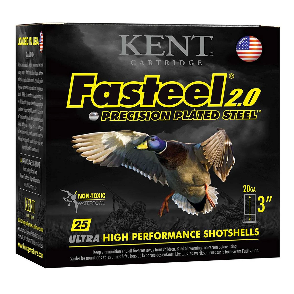 Kent Cartridge K203FS244 Fasteel 2.0 20 Gauge 3" 7/8 oz 1550 fps 4 Shot Shotgun Ammo - 25 Rounds - 117640