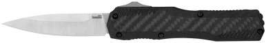 Kershaw 9000CF Livewire, 3.35" OTF Dagger, Plain Black PVD CPM MagnaCut Steel Blade, Black Anodized Aluminum Handle