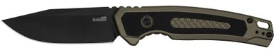 Kershaw Knives Launch 21, 3.45" Blade, FDE Aluminum Handle, Push Button, Black PVD Finish