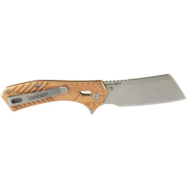 Kershaw Knives Static Copper, Folding Knife, Steel Cleaver Blade, Copper Handle